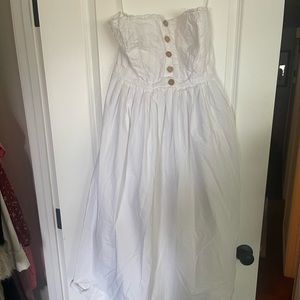 Free People Lilah Pleated Cotton Strapless Midi